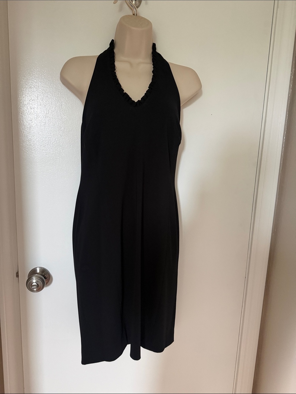 Amanda Smith Black Halter Ruffle-Trim Dress